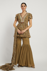 Gold Shimmer Georgette Dalia Kurta Set