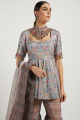 Aquamarine Printed Dalia Gharara Set