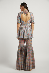 Aquamarine Printed Dalia Gharara Set