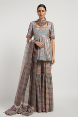 Aquamarine Printed Dalia Gharara Set