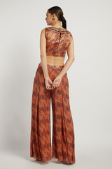 Coral Printed Dalia Palazzo Pant Set