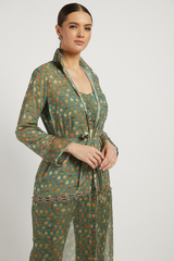 Green Dalia Pant Set With Butti Work