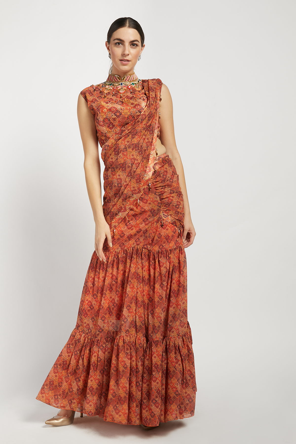 Coral Printed Rabia Lehenga Set