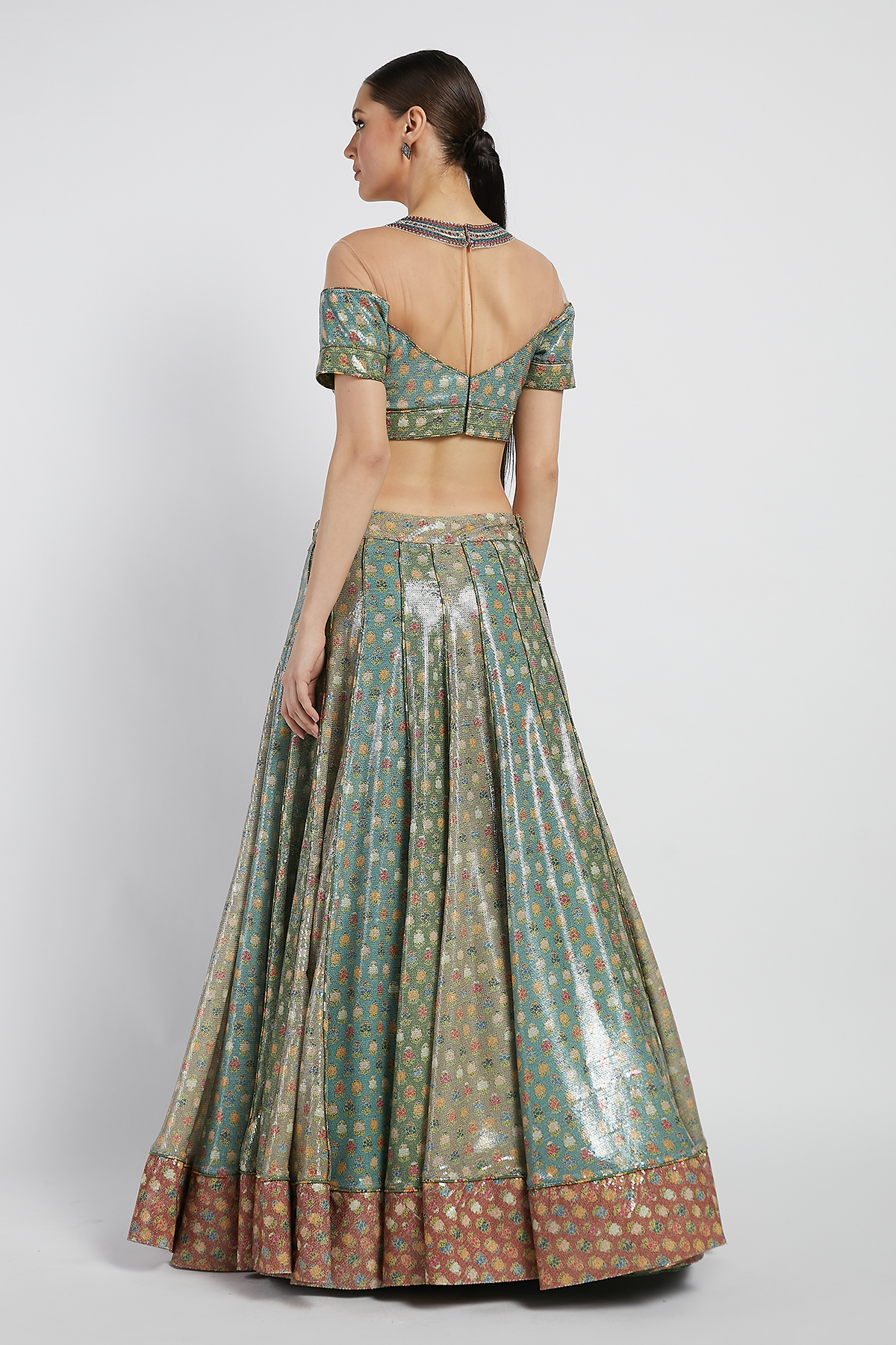Multi Colored Printed Kalidar Rabia Lehenga Set