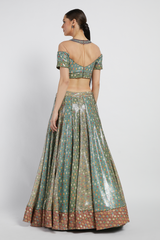 Multi Colored Printed Kalidar Rabia Lehenga Set