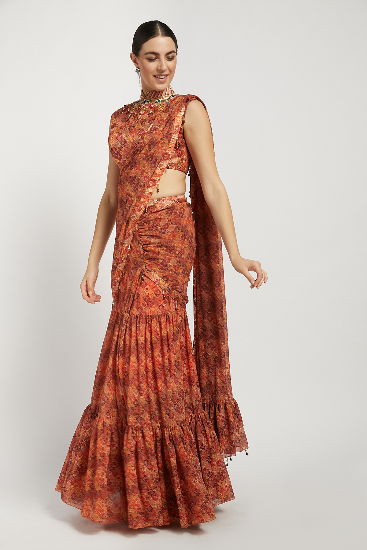 Coral Printed Rabia Lehenga Set