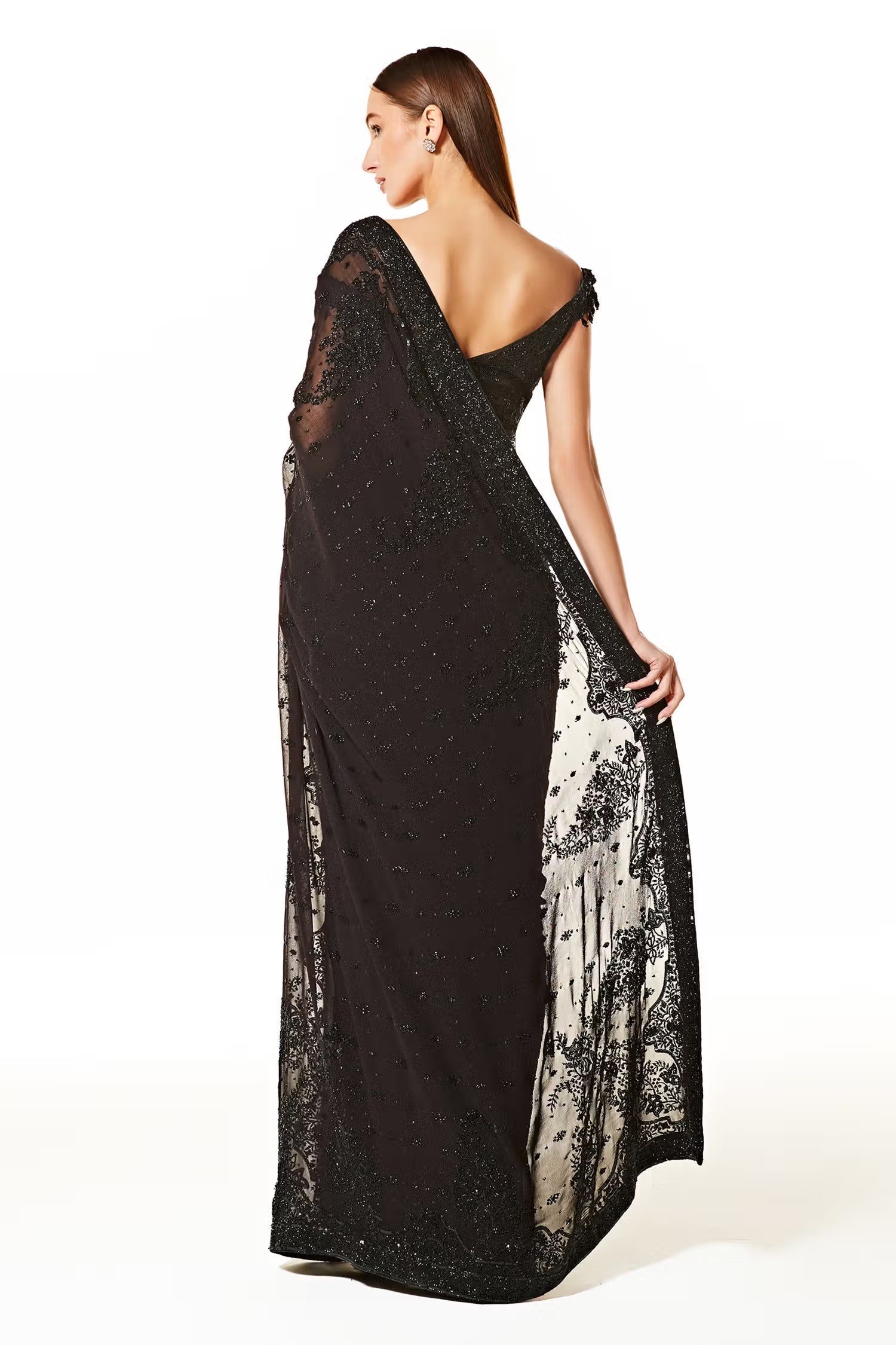 Black Georgette Zaynab Saree With Blouse