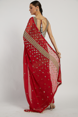 Red Hand Embroidered Zaynab Saree Set