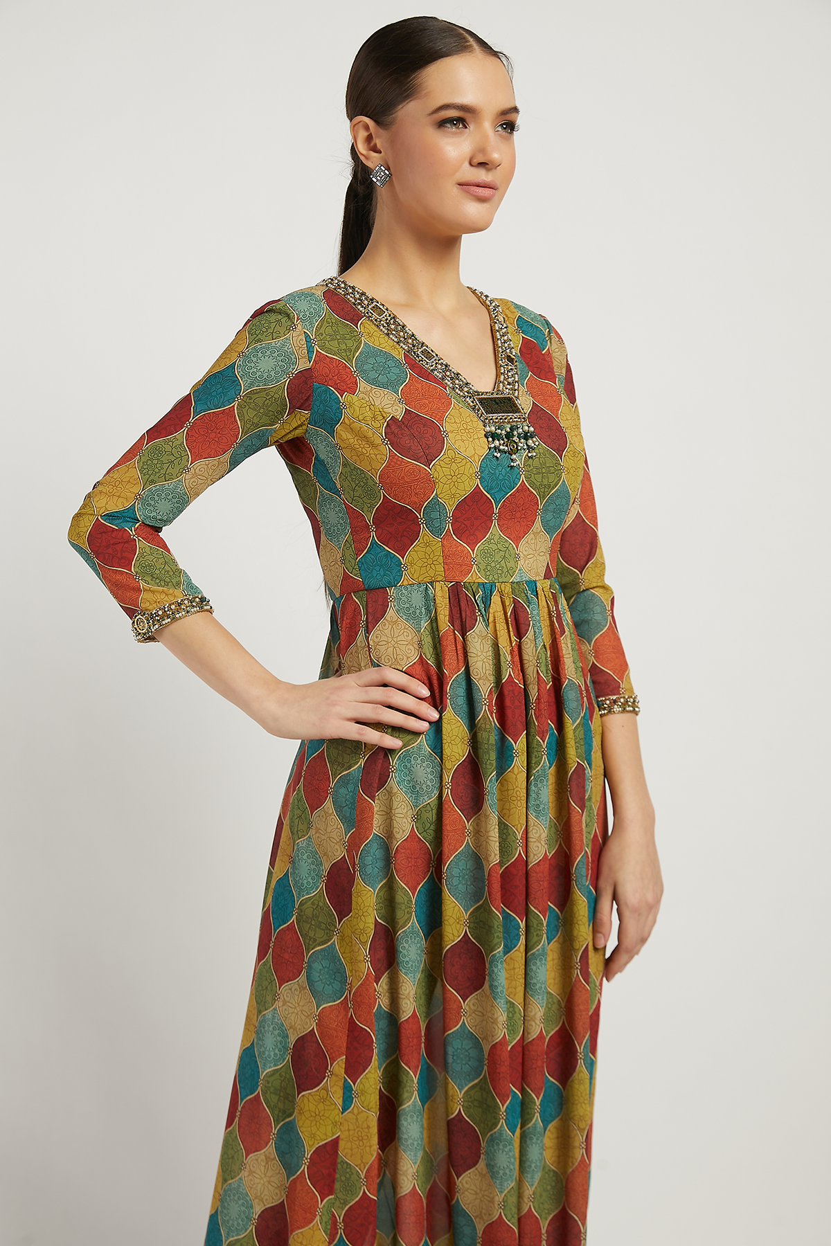 Multi Coloured Dalia Kurta Set With Jaal Work