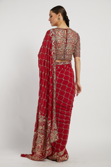 Red Hand Embroidered Zaynab Saree Set