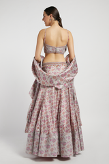 Pink Bloom Print Rabia Lehenga Set