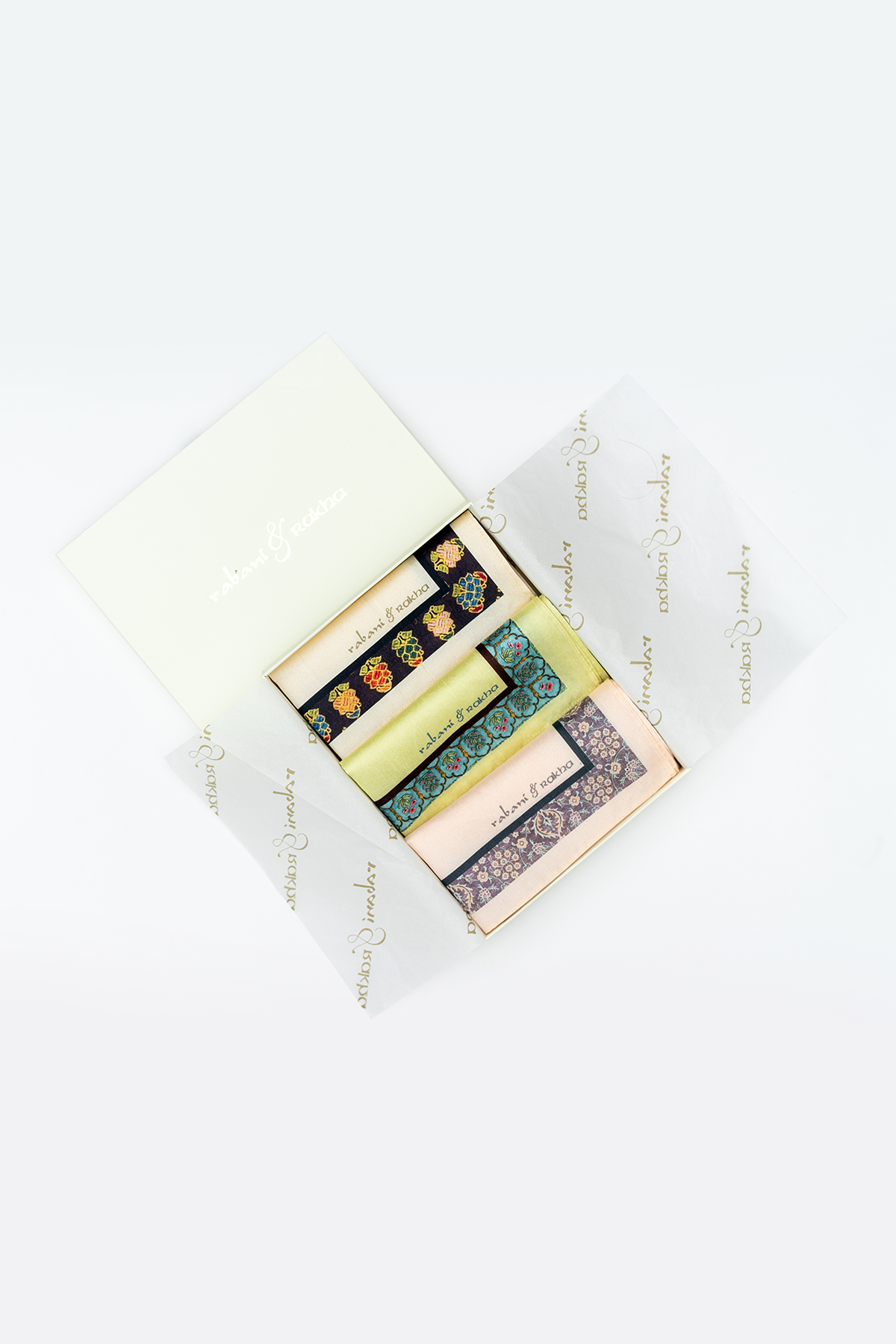 Peach, Yellow, & Off White Printed Pocket Square Gift Box