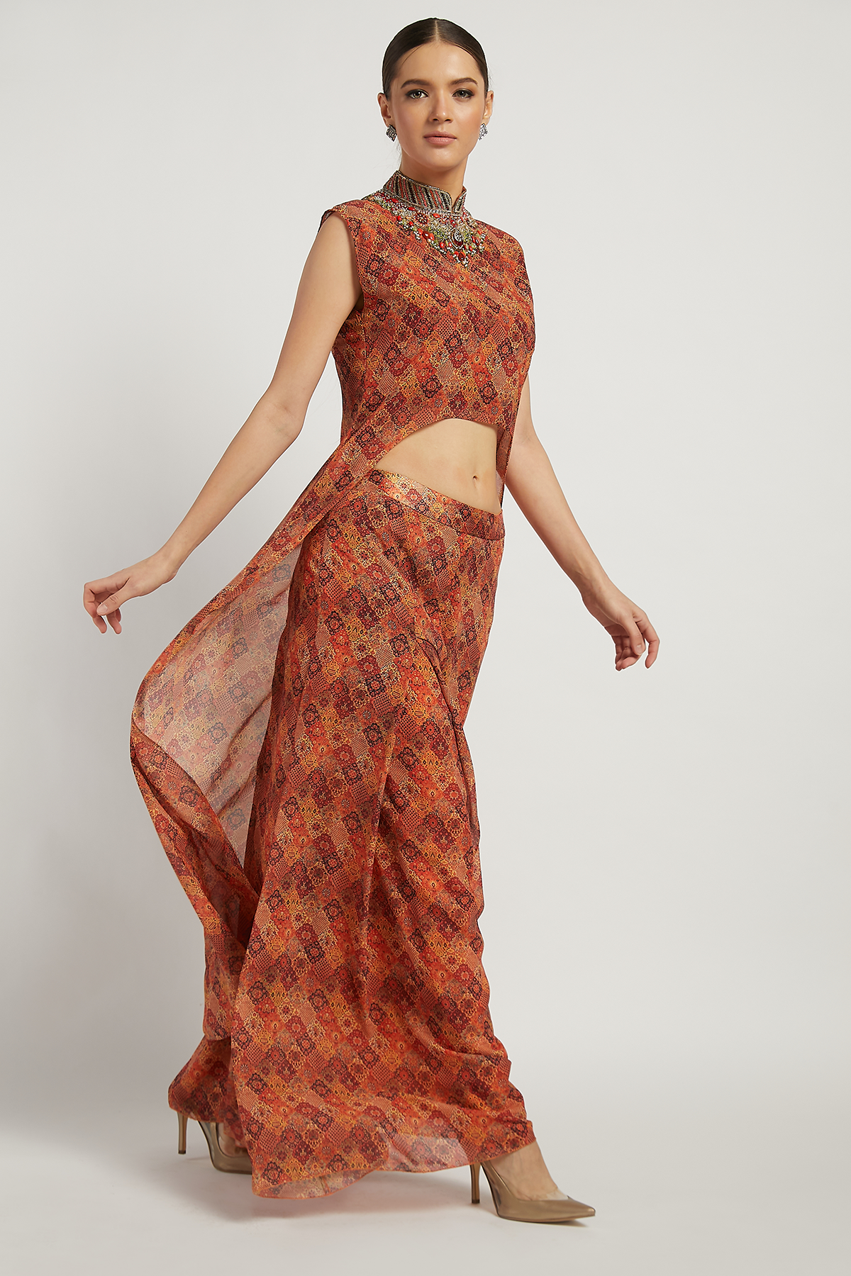 Coral Pants With Lana Cape