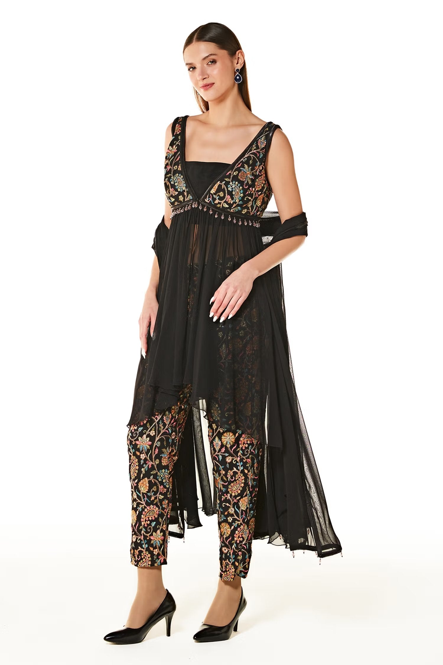 Black Ayat Bodice Embroidered Kurta Set