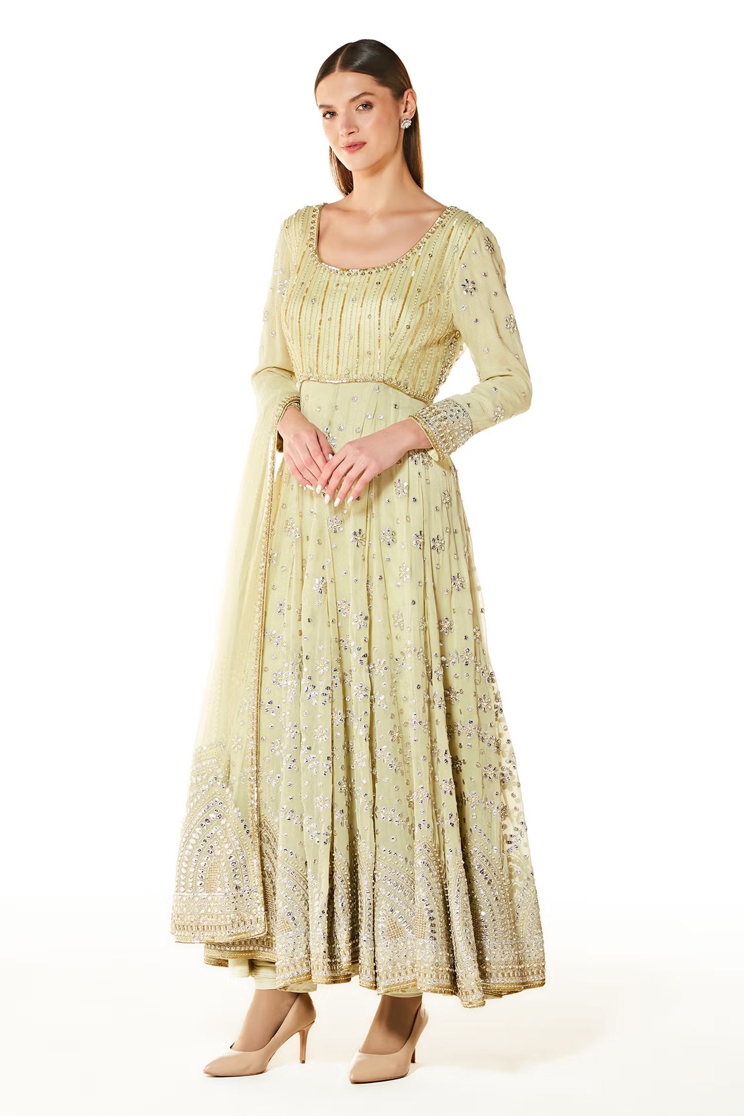 Green Georgette Ayat Embroidered Anarkali Set