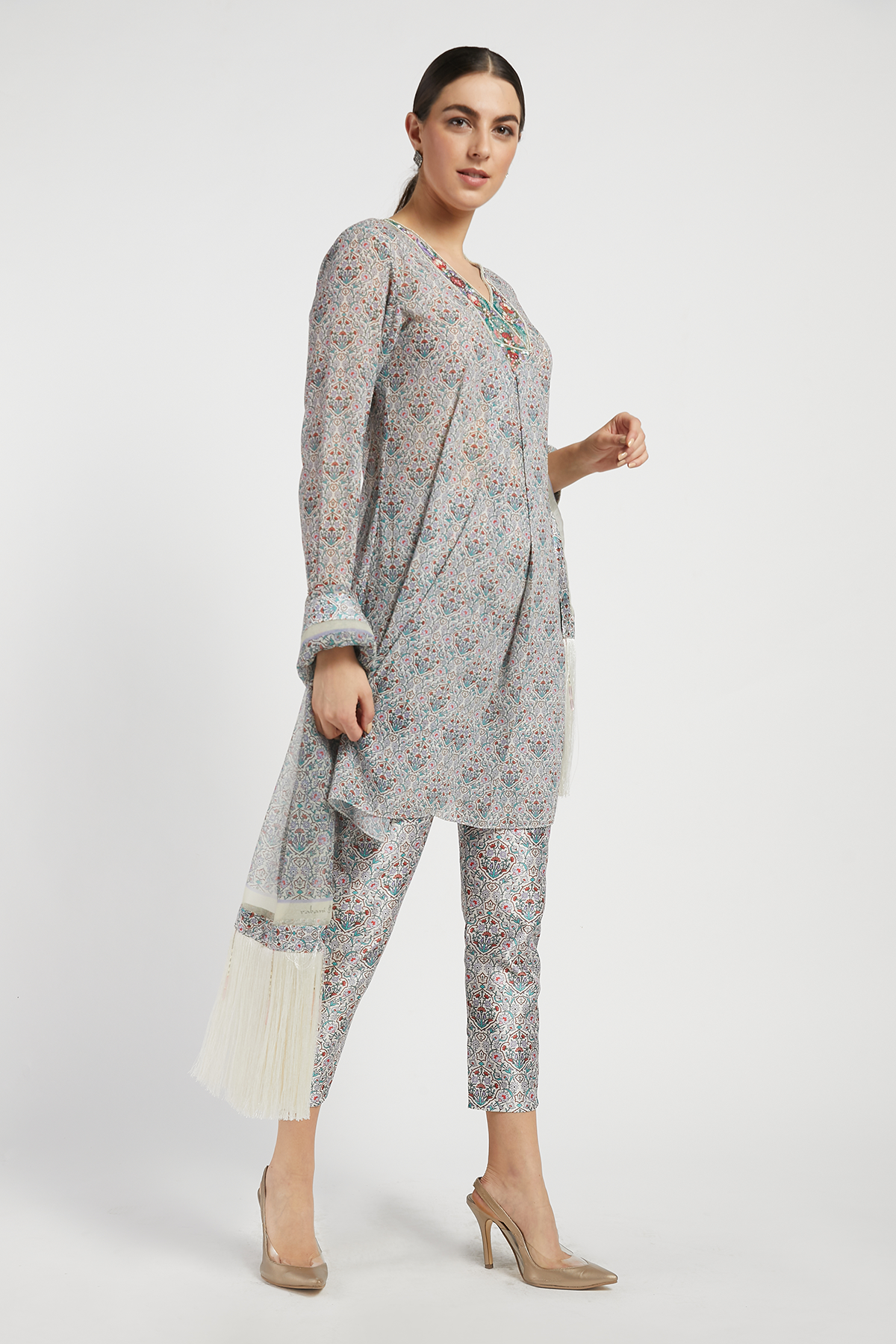 Grey Printed Dalia Kurta Set