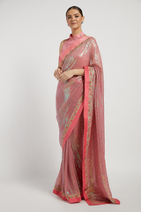 Pink Embroidered Zaynab Saree Set