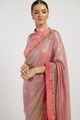 Pink Embroidered Zaynab Saree Set