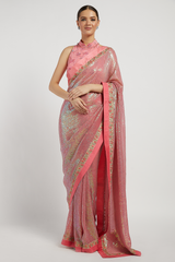 Pink Embroidered Zaynab Saree Set
