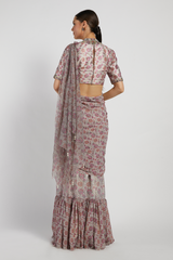 Pink Bloom Printed Sairaa Saree Set