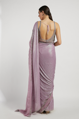 Purple Hand Embroidered Zaynab Saree Set