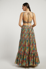 Multi Colored Trellis Rabia Lehenga Set