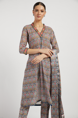 Aquamarine Printed Dalia Kurta Set With Butti Work
