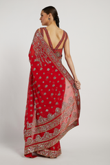 Red Hand Embroidered Zaynab Saree Set