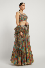 Multi Colored Trellis Rabia Lehenga Set