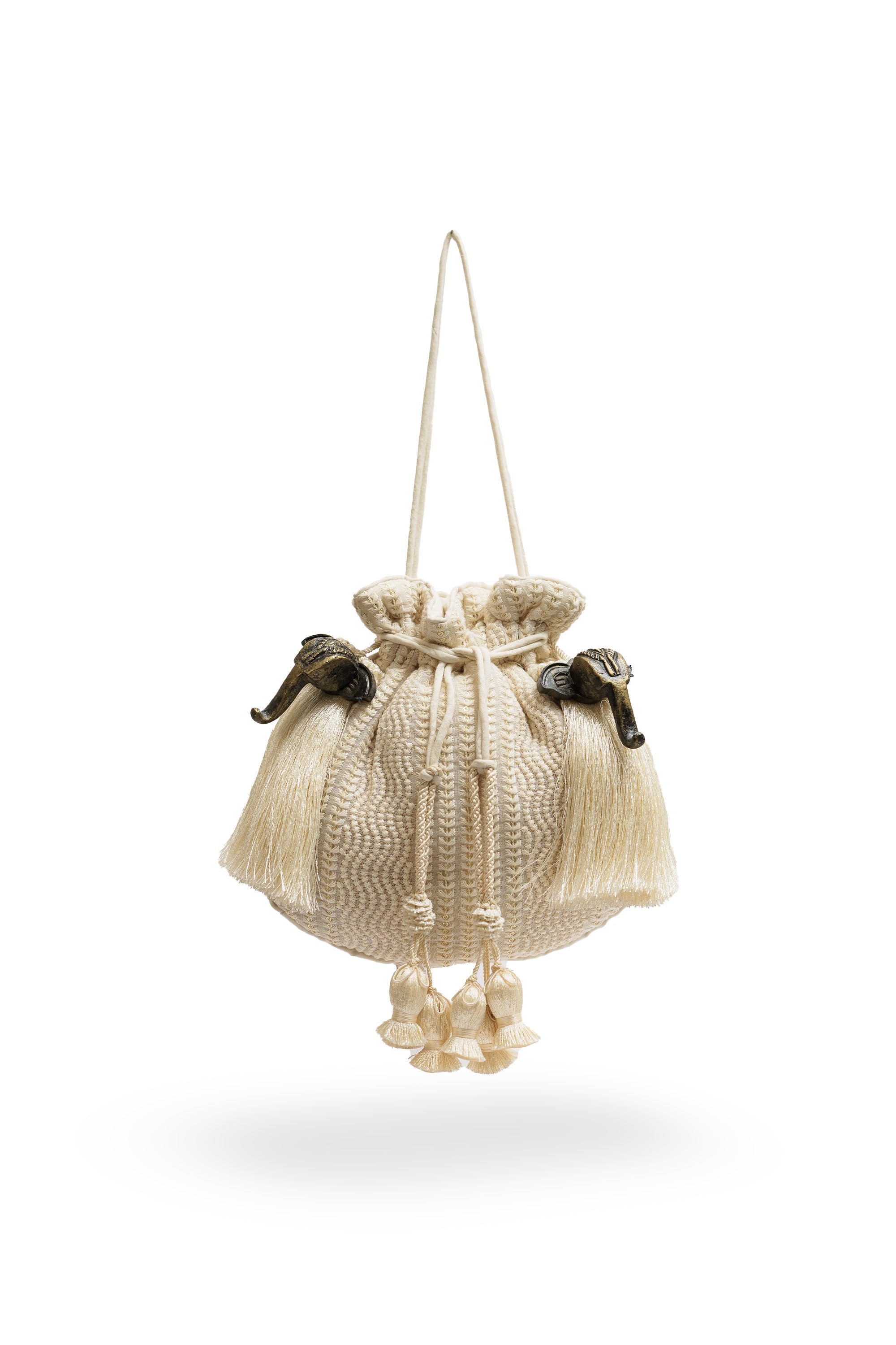 Ivory Tonal Embroiderd Potli Bag