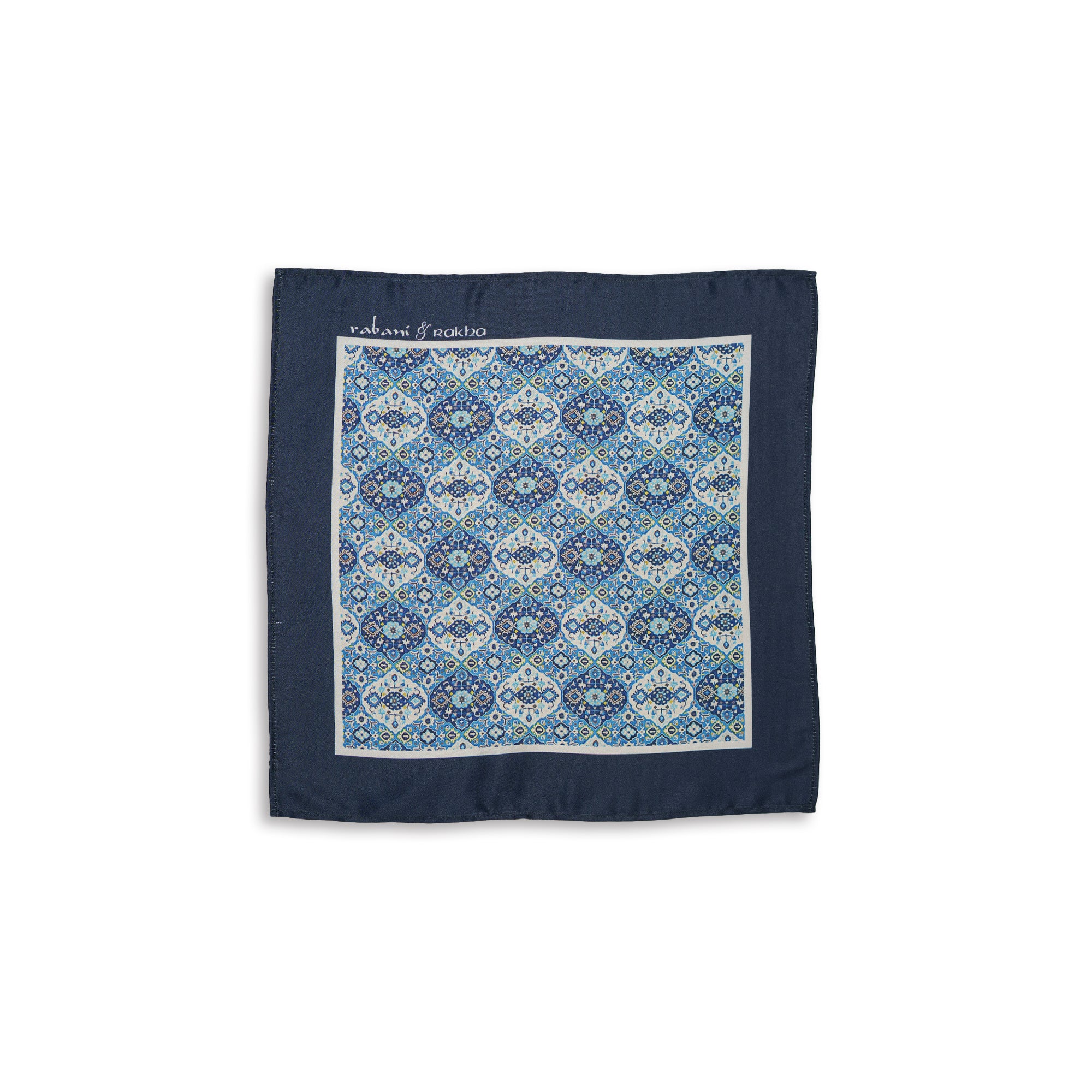 Dark Blue Satin Printed Pocket Square & Neck Stole Gift Box