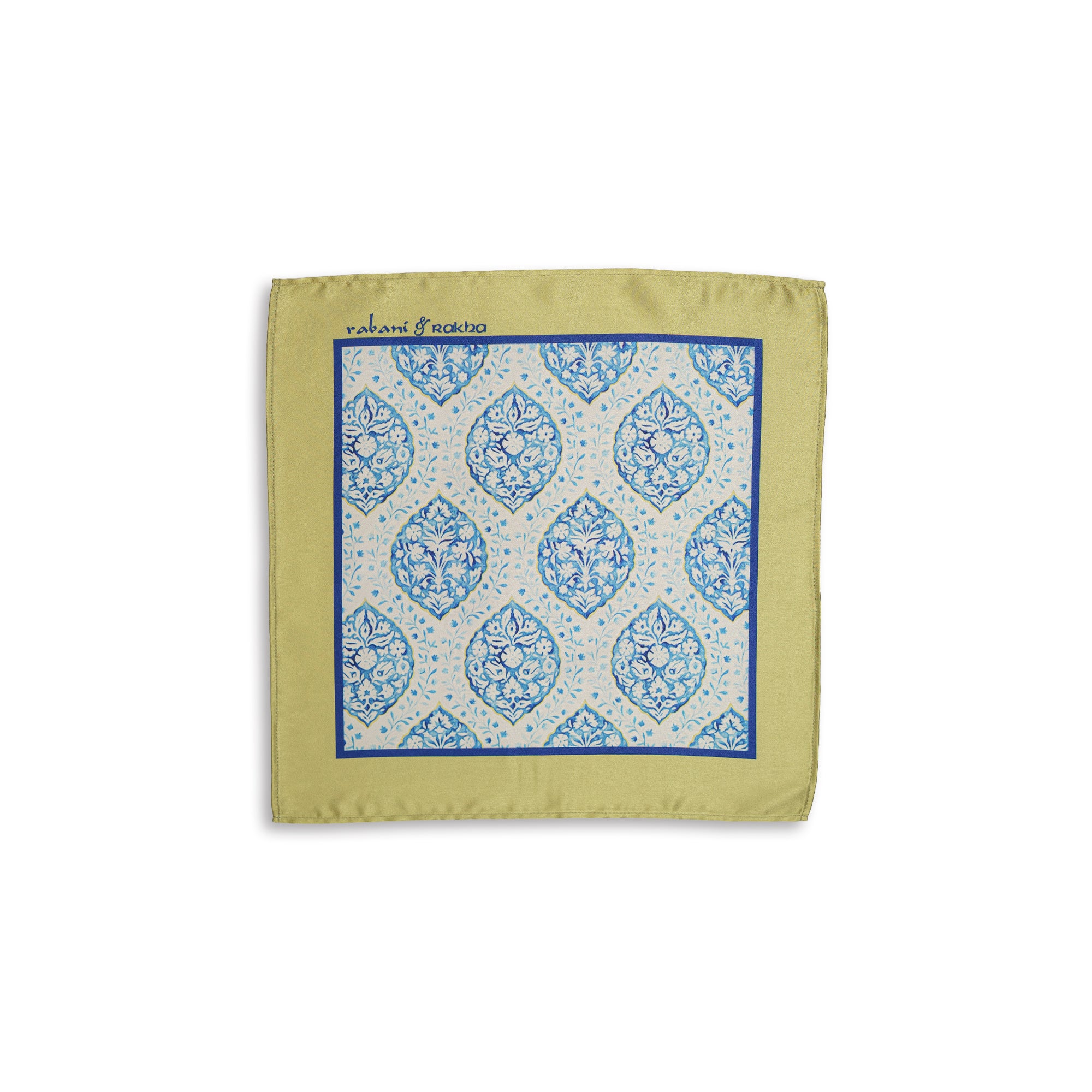 Blue Satin Printed Pocket Square & Neck Stole Gift Box