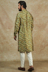Green Dupion Silk Printed Sheeting Kurta set