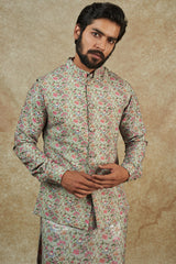 Sage Green Kurta with jacket for men