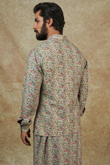 Sage Green Kurta with jacket for men