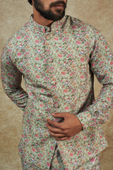 Sage Green Kurta with jacket for men