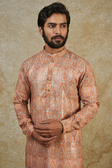 Peach Georgette Printed Sheeting Kurta Set