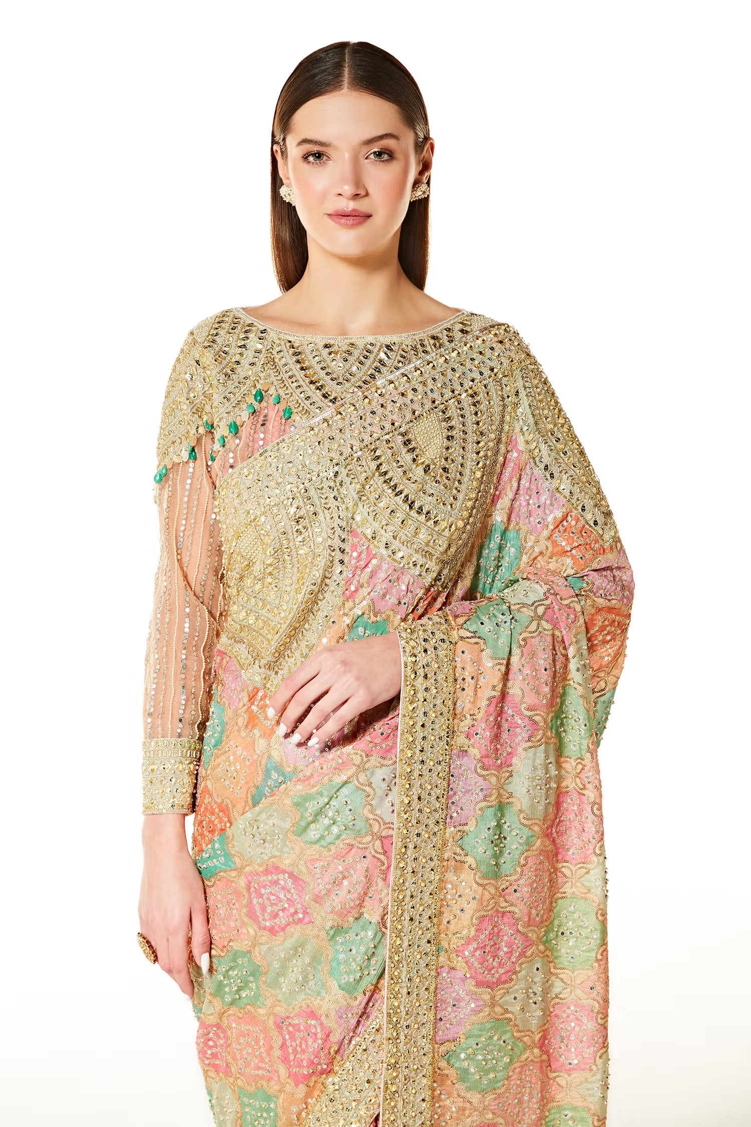 Multi Color Zaynab Bandhani Saree With Blouse