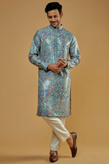 Multi-Colored Dupion Printed Sheeting Kurta set