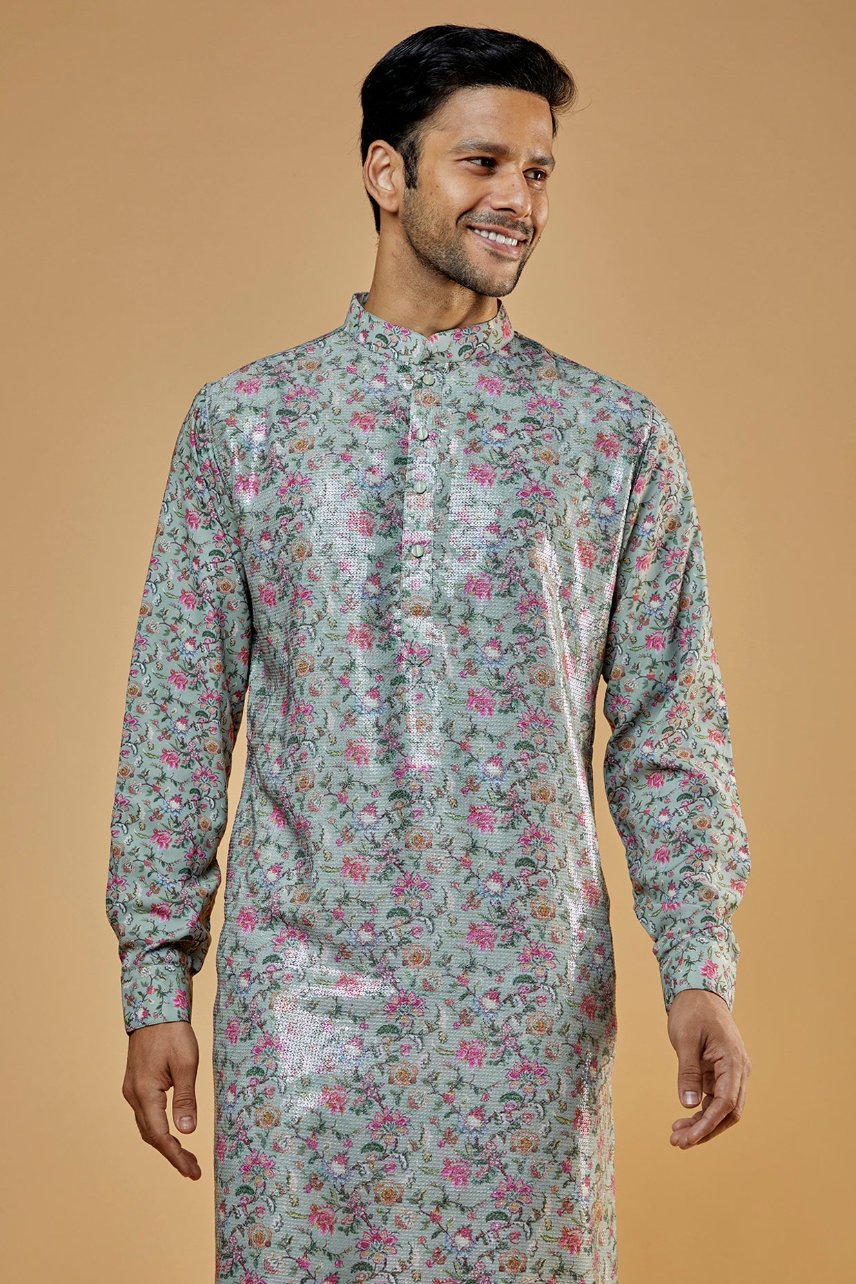 Sage Multi-Colored Crepe Printed Sheeting Kurta Set