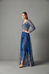 Royal blue Embellished Cape & Pant Set