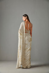 Ivory Sequins Embroidered Saree Set