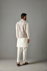 Ivory Kurta Set With Bundi Jacket