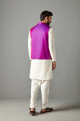 Purple Bundi Jacket With Kurta Set