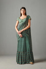 Emerald Draped Saree Set