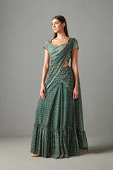 Emerald Draped Saree Set