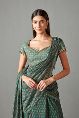 Emerald Draped Saree Set