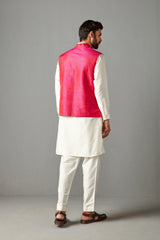 Rani Pink Bundi Jacket With Kurta Set