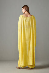 Yellow Embroidered Cape Set