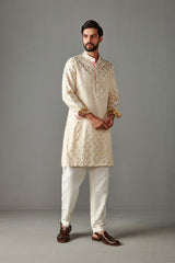 Ivory Chanderi Kurta Set